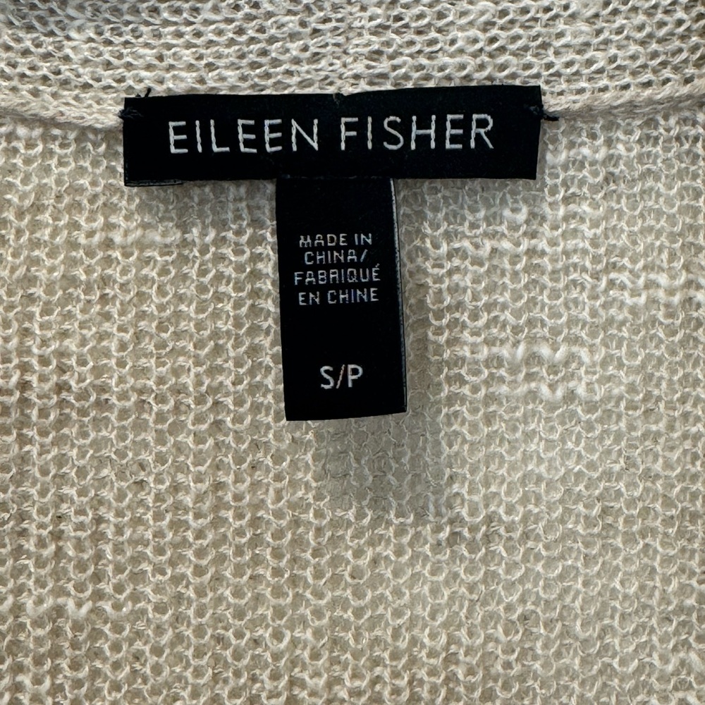 NWOT Eileen Fisher S Beige Cotton/Linen Open Cardigan - Picture 2 of 7